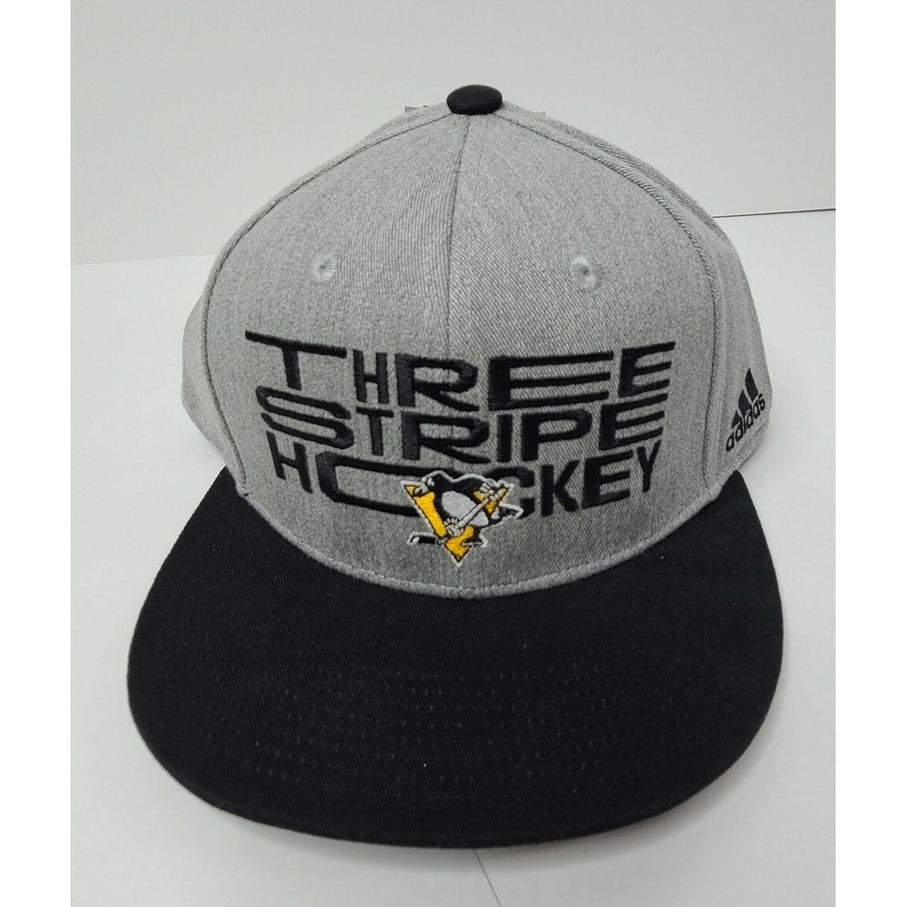 Pittsburgh Penguins NHL Adidas Hat Adjustable OSFM Flat Bill Snap Back NWT Gray